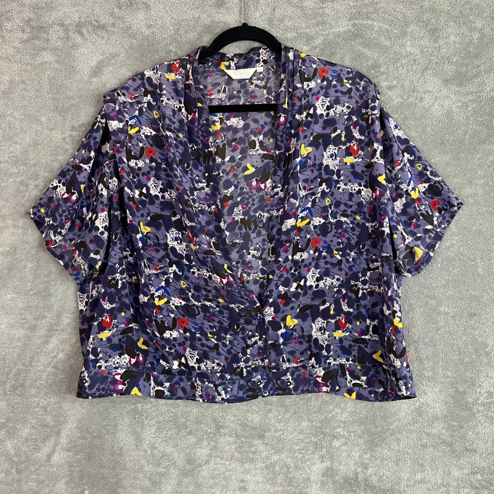 Lepiu Blouse Womens 29 Eur Silk Blend Floral Abstract Artsy Made in Italy‎